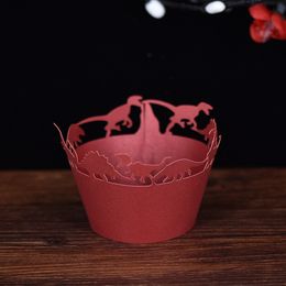 50pcs lot free shipping laser cut halloween cupcake wrappers baking cakes wrappers dinosaur design birthday party cake decoration uk