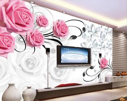 Fashion 3D Home Decor Beautiful 3D Stereo Rose Vine TV Background Wall Decorative Painting