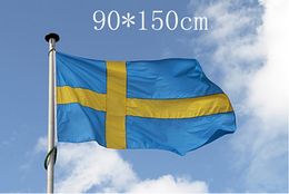 Sweden Flag Nation 3ft x 5ft Polyester Banner Flying150* 90cm Custom flag All over the world Worldwide outdoor