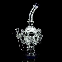 Clear 11.8" Glass Water Bongs 4mm Thick Recycler Dab Rigs 14.5mm Female Joint Smoking Glass Bongs OA011