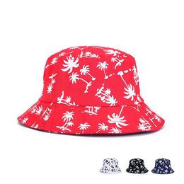 Spring Summer Men Women Beach Wide Brim Sun Hats Coconut Tree Pattern Adults Bucket Hats Outdoor Tourism Hat Fisherman Hat GH-43