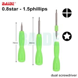 2 in 1 Light Green 70mm to 84mm Dual - Purpose Screw Driver 0.8 Pentalobe Star 1.5 Phillips Combination Screwdriver for iPhone 300pcs/lot