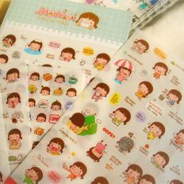 Wholesale- Wholesales 6 Sheets / Pack Momoi Girl Ver2 DIY Korean Style Notebook Paper Sticker For Notebook Scrapbooking Mobile Phone