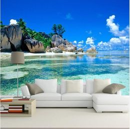 Пользовательские 3D фреска обои нетканые спальня Livig номер ТВ диван фон обои океан море пляж 3D фото обои Home Decor