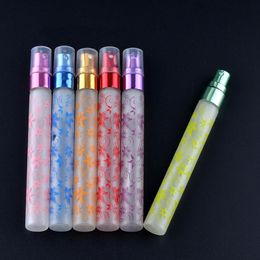 10ml Frosted Flower Printing Traveler Portable Refillable Perfume Bottle Glass Empty Spray Perfume Bottle Free Shipping