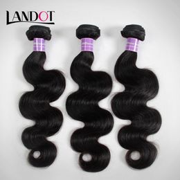 3Pcs Lot 8-30 Inch Peruvian Virgin Hair Body Wave Grade 7A Unprocessed Peruvian Human Hair Weave Bundles Natural Black Extensions Can Be Dye