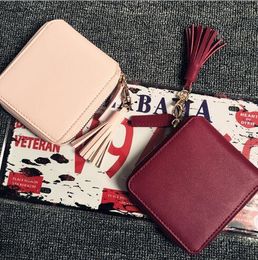Wholesale New Square Women Coin Purses Holders Wallet Leather Female Money Tassel Design Wallets Girls Wallet Free Shipping