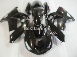 100% fit for Kawasaki injection Mould Ninja ZX14R 06 07 08 09 10 11 glossy black fairings set ZZR1400 2006-2011 OP08