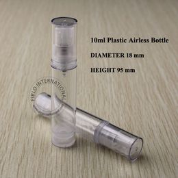 10ml PS Airless Cream Lotion Pump Spray Bottle Containers Split Charging Bottles Cosmtic Packaging Skin Milk Jars 10pcs/lot