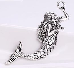 50pcs/lot Silver Plated Alloy Mermaid Necklace Pendant Bracelet Fairy Angel Charms for Jewellery Findings Gift 76*21mm