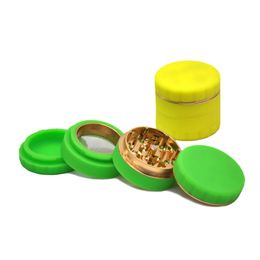 New Silicone Dia.63mm 4 Layer herb Grinder Aluminum Alloy Grinders Metal Tobacco Herb Spice Crusher Smoking Accessories