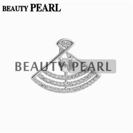 Pendant Pearl Settings 925 Sterling Silver Paved Cubic Zirconia Semi Mounting DIY Jewellery Making 5 Pieces