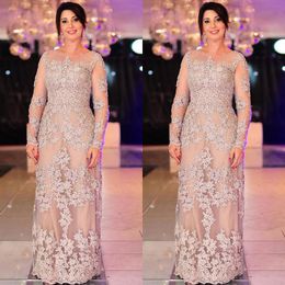 Plus Size Elegant Mother of the Bride Dresses Long Sleeve Appliqued Nigerian Lace Styles Floor Length Formal Wedding Guest Dress