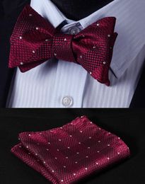 Wholesale Dot Burgundy Groom Wear Plaid Groom Ties With Free Kerchief Different Colour Men Suit Decoration