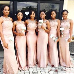 Plus Size South African Peach Mermaid Bridesmaid Dresses For Women Floor Length Lace Wedding Guest Dresses