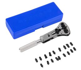 Stainless steel Adjustable Watch Back Case Cover Opener Remover Wrench Repair Kit Tool with 18pcs Replaceable Parts Pins