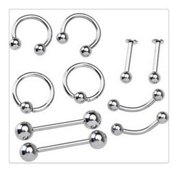 2pcs En Acier Inoxydable Boule Sourcils Oreille Nombril Belly Lip Piercing Bar Ring 16 G