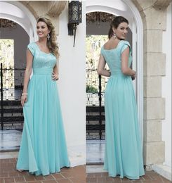 Vintage Lace Chiffon Long Modest Bridesmaid Dresses With Short Sleeves Mint Green Country Bridesmaids Dresses Cheap For Wedding