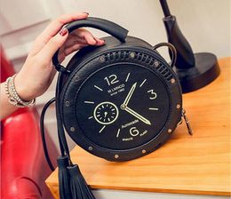 3pcs Messenger Bags Women PU Leather Handbags Watch Clock Shape Single Handbag