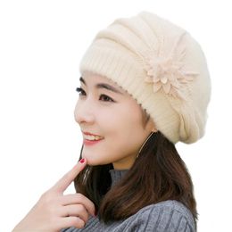 Marca-IDUOLELELE Chapéus de inverno de boa qualidade para mulheres gorro boné de inverno para mãe boina sólida Cabelo de coelho