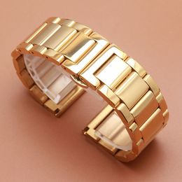 Yellow gold Watchband Strap Bracelet butterfly buckle deployment 18mm 20mm 21mm 22mm 23mm fashion wristband for quartz watches men women hot