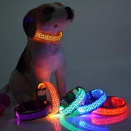 Selling Hot Leopard Spots Collar Luminous Dog Led Fluorescente Pet Shop Anti-lost G478