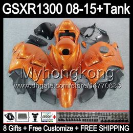 8gifts For SUZUKI Hayabusa GSXR1300 08 15 GSXR-1300 silver flames 14MY47 GSXR 1300 GSX R1300 08 09 10 11 12 13 14 15 Fairing TOP orange Kit