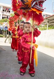 Children Size Silk Print Fabric CHINESE Spring Day Kid DRAGON DANCE Props Folk Festival Celebration Mascot Costume
