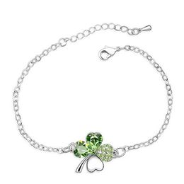 Cubetti Mens Bracelet with Mini Four-Leaf Clover Charm in Sterling Silver  and Enamel