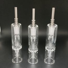 Nectar Collectors kit with Titanium Nail 10mm 14mm Nectar Collector Grade 2 Honey Straw Concentrate Honey Dab Straw Mini Glass Bong Oil Rig