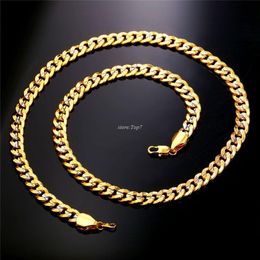 Two Tone Gold Color Chain For Men Hip Hop Jewelry 9MM Choker/Long Chunky Big Curb Cuban Link Biker Necklace Man Gift N552