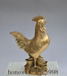 chinese fengshui brass wealth money yuanbao animal chicken rooster cock statue