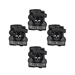 1PCS Punk Skull Badges Patches for Motor Clothing Iron on Transfer Applique Patch for Garment Jacket DIY Sew on Embroidery Badge