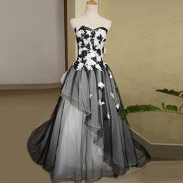 Fashion Ball Gown Sweetheart Wedding Dress for Bride 2023 White and Black Wedding Dresses Plus Size Two Colours Lace with Crystals Bridal Gowns Vestidos de Novia