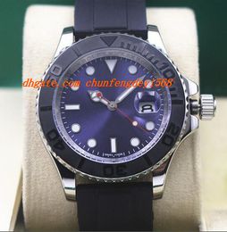 Luxury Wristwatch 116622 40mm Steel Platinum Blue Dial Mens Rubber Bracelet Watch Automatic Movement Watches New Arrival