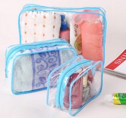 Cosmetic bags PVC transparent woman handbag air hostess travel bag 3sizes 3colors