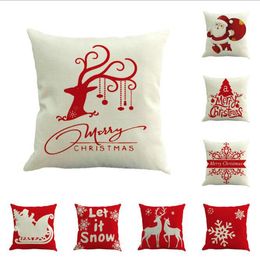 Xmas Cushion Cover Christmas Cotton Linen Pillow Case Reindeer Elk Throw Pillow Cushions Covers Home Decor YW133-WLL