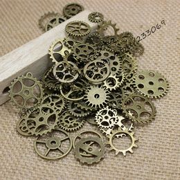 steampunk gear charms Canada - PULCHRITUDE Mix100pcs Vintage steampunk Charms Gear Pendant Antique bronze Fit Bracelets Necklace DIY Metal Jewelry Making T0125