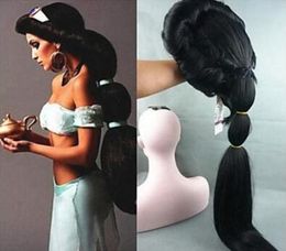 Free Shipping>>> Details about Cosplay wig Aladdin Jasmine princess Long Black halloween women Anime Cosplay