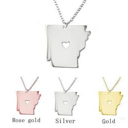 Arkansas personalized necklace, personalized necklace card, card-plated jewelry gold charm state, personalized with a heart condition