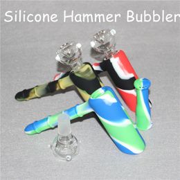 showerhead bong hammer silicone bubblers recycler 18 8mm bubbler silicone hammer dab hookahs unbreakable with 18 8mm joint glass bowl