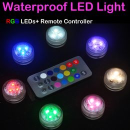 Tea Candle Battery light RGB Waterproof Submersible Aquarium Fish Tank Bar Vase Light with Remote For Wedding Birthday Anniversary