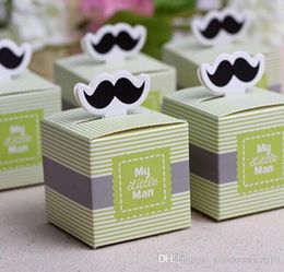 100pcs Moustache Candy Box Chocolates Boxes With Ribbon For Wedding Party Baby Shower Favour Gift