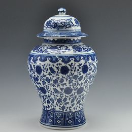 Storage bottle Chinese Antique Qing Qianlong Mark Blue And White Ceramic Porcelain Vase Ginger Jar