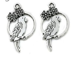 150pcs/lot Antique Silver Plated Parrots Birds Charms Pendant for Jewellery Making Diy Jewellery Findings 28x15mm