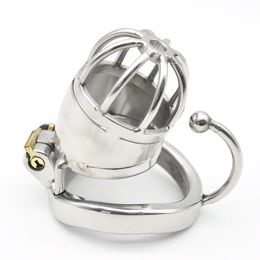 Chastity Devices Stainless Steel Male Chastity Small Cage with Base Arc Ring Device Cock Lock