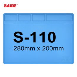 280mm x 200mm Heat Insulation Silicone Pad Repair Mat S-110 for Maintenance Platform BGA Soldering Station Phone Repair DIY Fix 10pcs