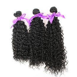 3pcs lot kinky curly Fibre Hair Weft natural Colour 1B High Temperature Hair Weave Hair Extension free shipping