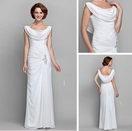 Vintage Elegant Plus Size Column Mother of the Bride Dress Inspired Floor-length Sleeveless Chiffon with Beading Mother's Dresses