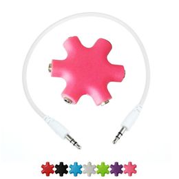 Durable aux splitter 3.5mm Colourful Audio Aux Auxiliary router 1 to 5 female headphone jack ports For cellphone PC MP3 Headphone Speaker